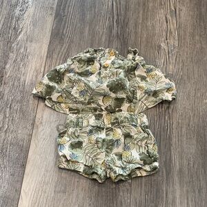 Little Planet Floral Green Kids Shorts